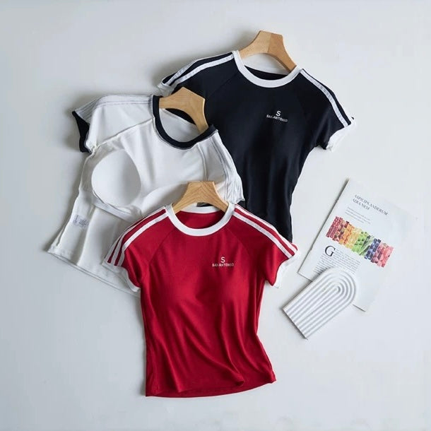 Sharon Shoulder Stripes Built-In Bra T-shirt